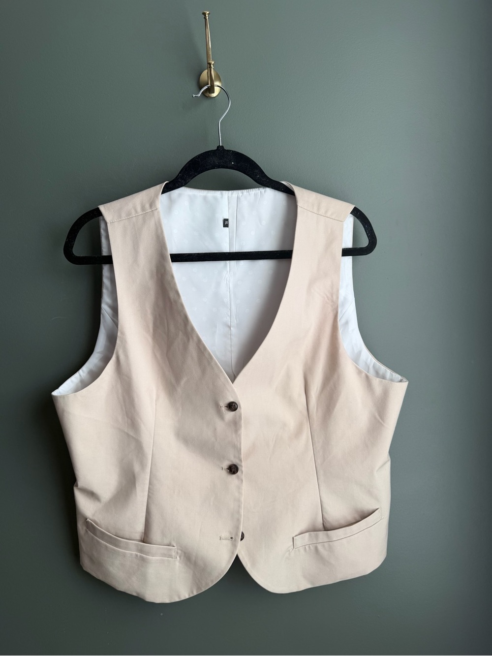 Beige Women's Button Front Vest